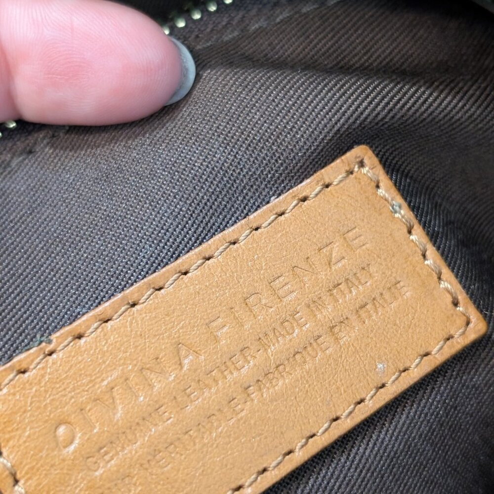 Divina Firenze Purse, Olive Green w/Tan Handles & Accents. Italian made leather - Picture 7 of 12